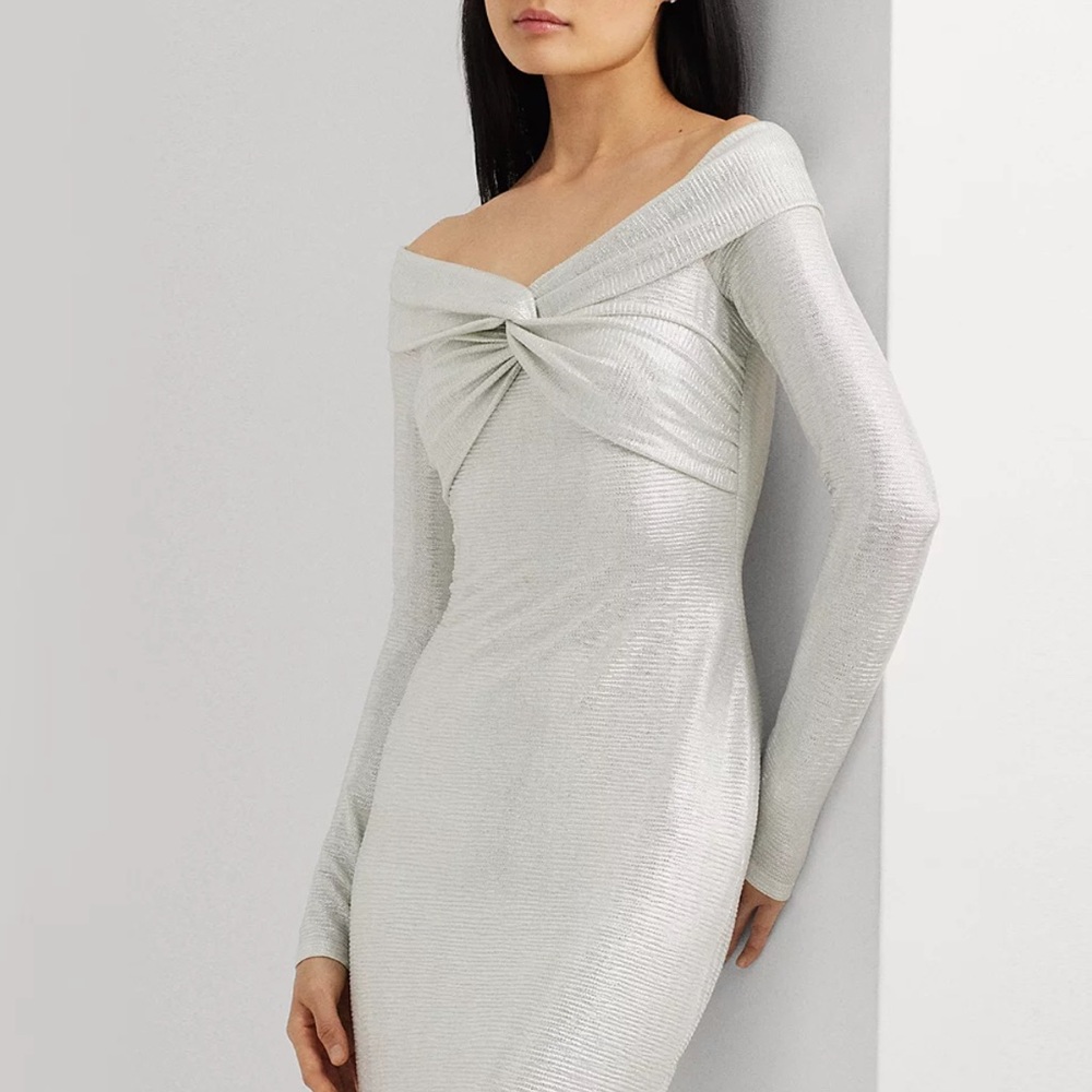 Lauren Ralph Lauren
Women's Metallic Off-The-Shoulder Sheath Dress, 8 - Picture 6 of 12